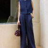 Navy Blue Cropped Silk TOP 7