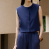 Navy Blue Cropped Silk TOP 8