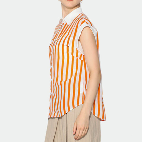 Orange Silk Striped Shirt 2