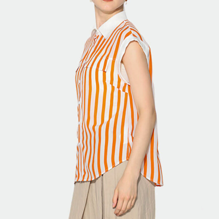 Orange Silk Striped Shirt 2