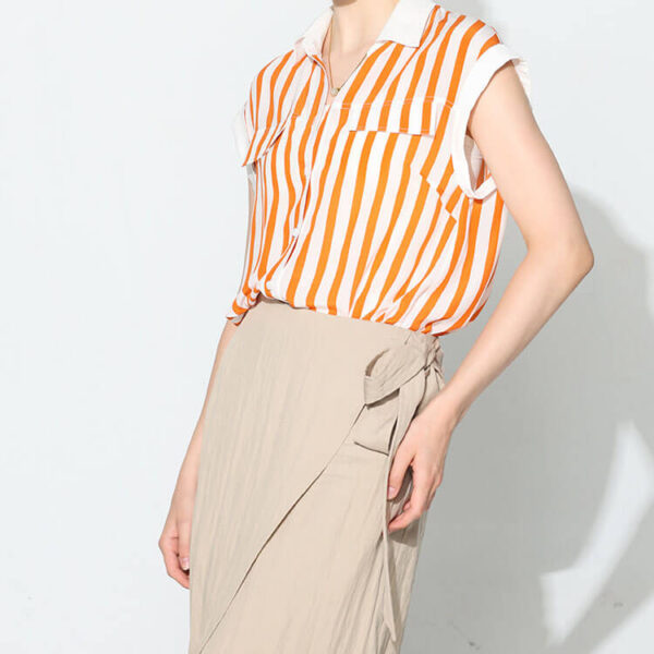 Orange Silk Striped Shirt 3