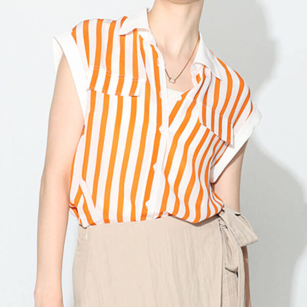 Orange Silk Striped Shirt 4