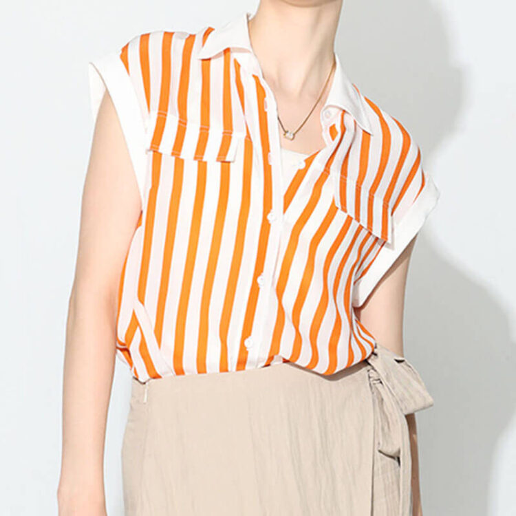 Orange Silk Striped Shirt 4