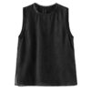 Organza Lace Trim Spliced Round Neck Vest
