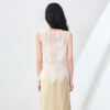 Organza Lace Trim Spliced Round Neck Vest