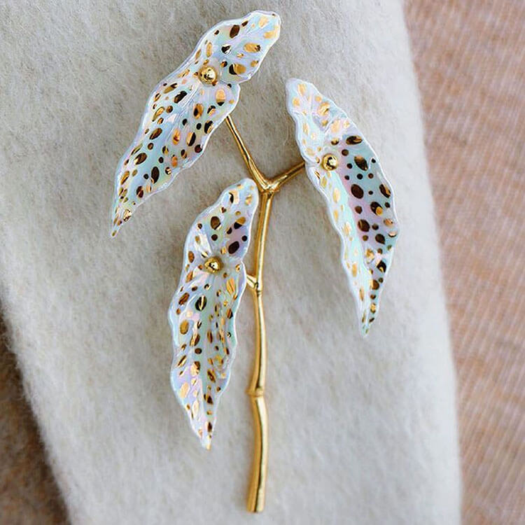 Original Handmade Ceramic Begonia Brooch