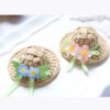 Original Handmade Paper Raffia Straw Hat Brooch