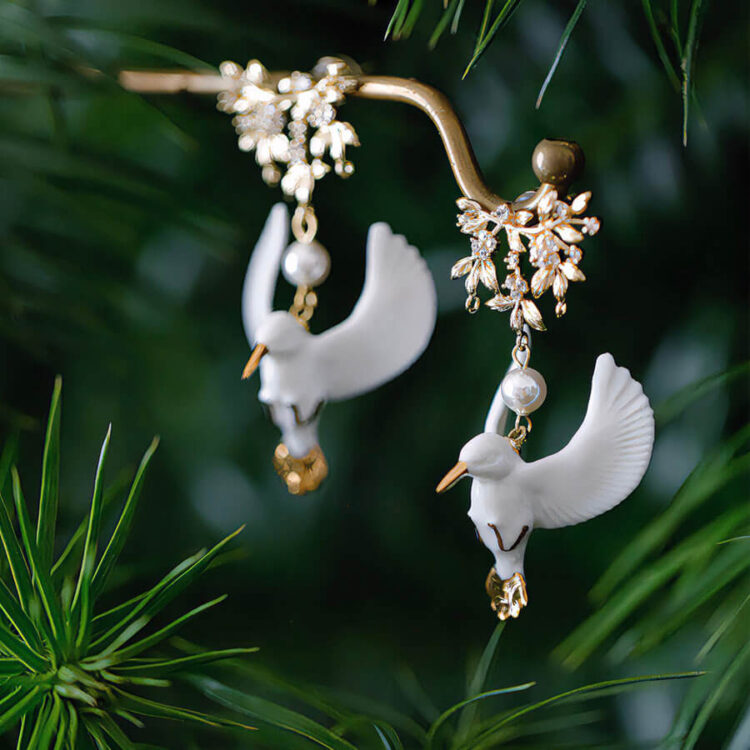 Original Hummingbird Ceramic Earrings