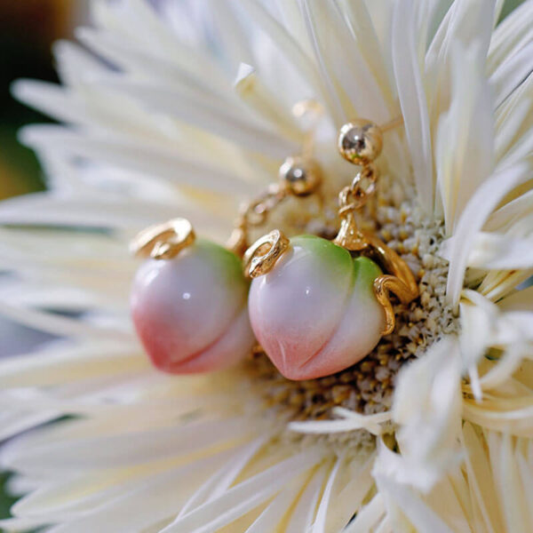 Original Peach Snake Ceramic Earrings 1