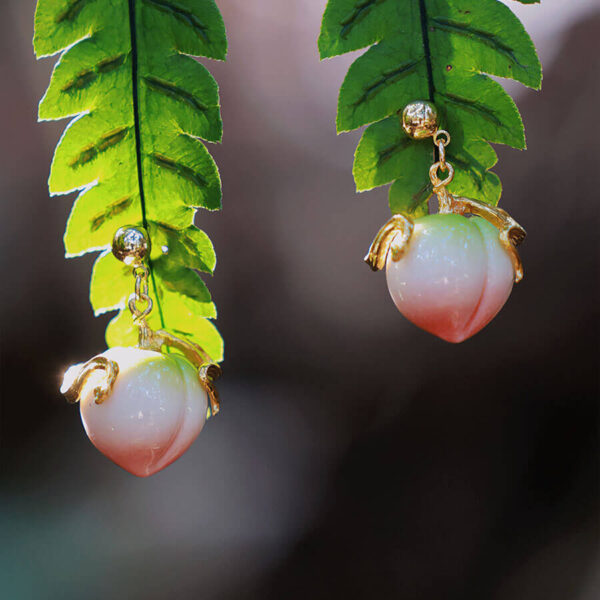 Original Peach Snake Ceramic Earrings 2