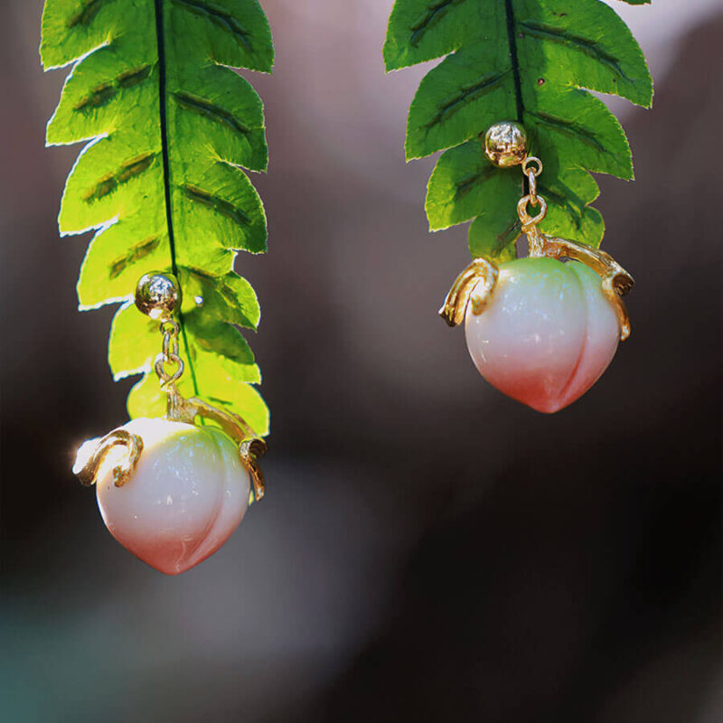 Original Peach Snake Ceramic Earrings 2