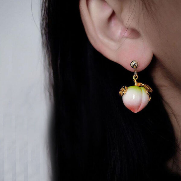 Original Peach Snake Ceramic Earrings 4