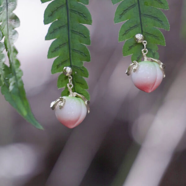 Original Peach Snake Ceramic Earrings 5