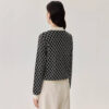 POLO Collar Black and White Check Silk Jacket 3
