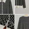 POLO Collar Black and White Check Silk Jacket 5
