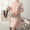 Pink and apricot beaded short sleeve dress 10