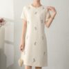 Pink and apricot beaded short sleeve dress 5