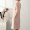 Pink and apricot beaded short sleeve dress 7