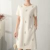 Pink and apricot beaded short sleeve dress 9