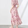 Pink chiffon floral dress
