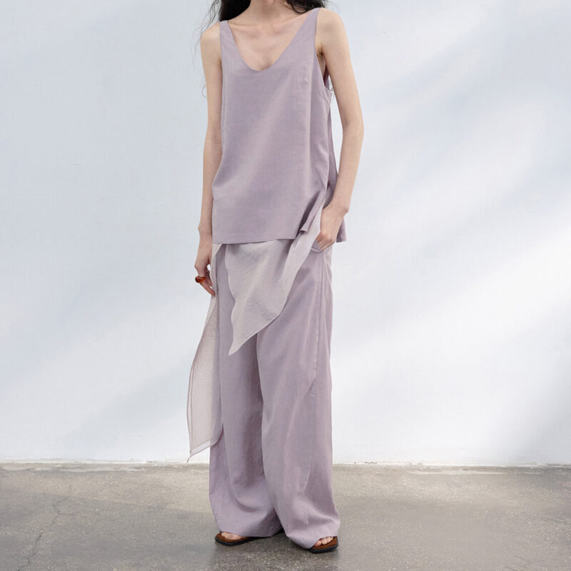 Pleated Cotton Brocade Irregular Hem 11