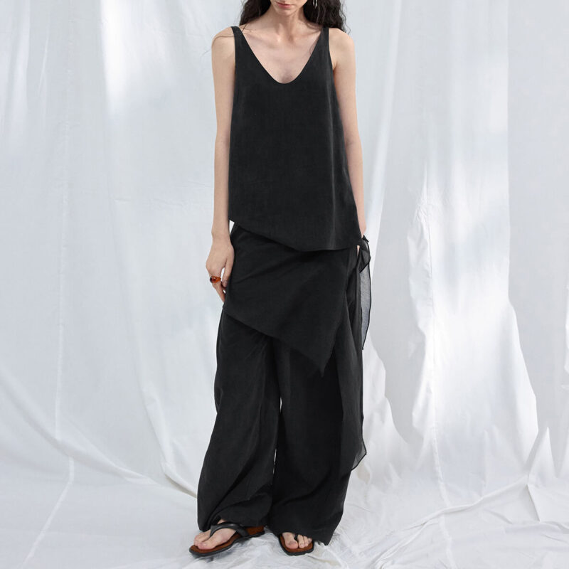 Pleated Cotton Brocade Irregular Hem 13