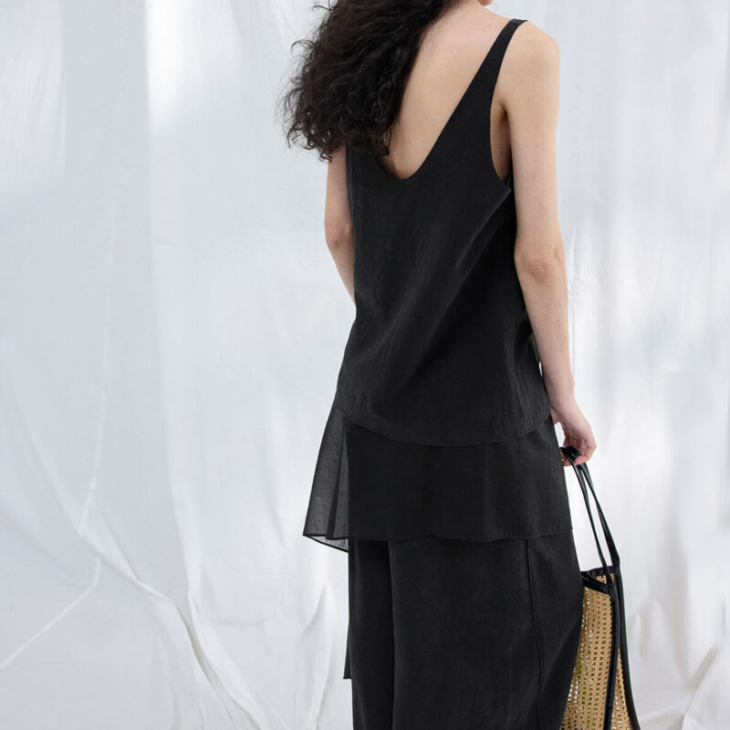 Pleated Cotton Brocade Irregular Hem 14