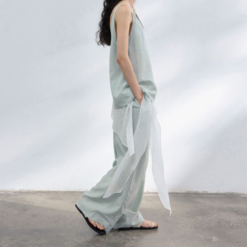 Pleated Cotton Brocade Irregular Hem 3