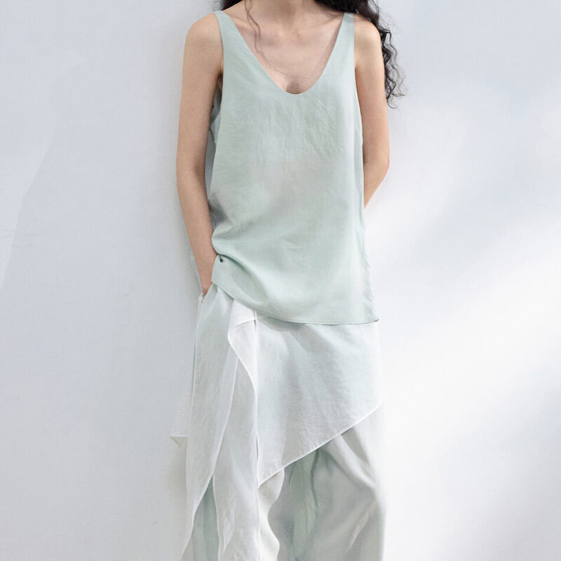 Pleated Cotton Brocade Irregular Hem 9