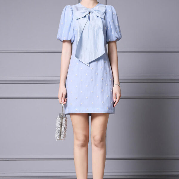 Polka Dot Bow A line Dress 4