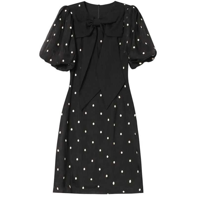 Polka Dot Bow A line Dress 5