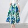 Printed Tencel-linen Vacation-style Midi Skirt