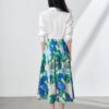 Printed Tencel-linen Vacation-style Midi Skirt