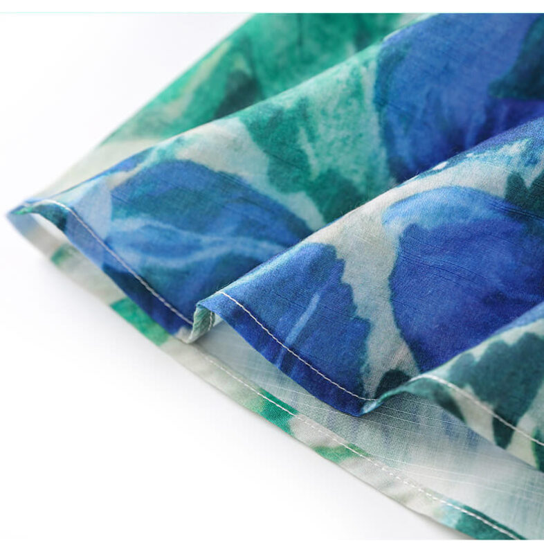 Printed Tencel-linen Vacation-style Midi Skirt