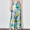 Printed acetate satin high waist slimming elegant women's skirt