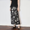 Printed acetate satin high waist slimming elegant women's skirt