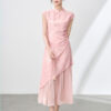 Pseudo-two-piece Subtle Pattern Jacquard Patchwork Iridescent Yarn Cheongsam