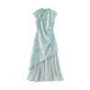 Pseudo-two-piece Subtle Pattern Jacquard Patchwork Iridescent Yarn Cheongsam
