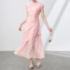Pseudo-two-piece Subtle Pattern Jacquard Patchwork Iridescent Yarn Cheongsam