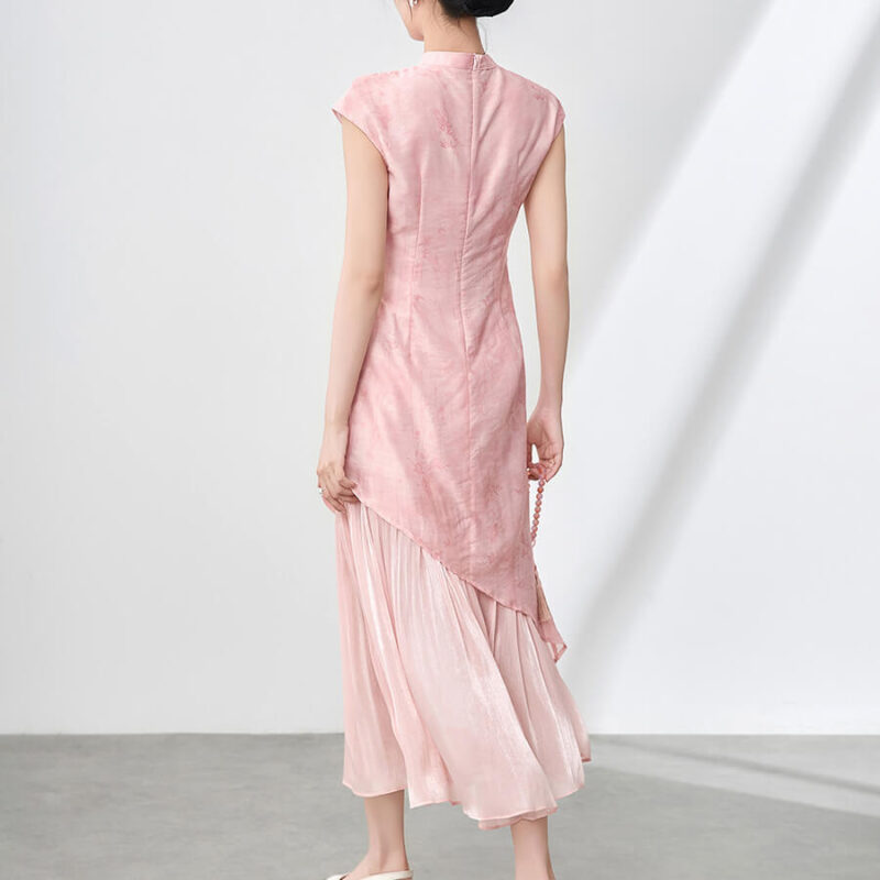 Pseudo-two-piece Subtle Pattern Jacquard Patchwork Iridescent Yarn Cheongsam