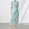 Pseudo-two-piece Subtle Pattern Jacquard Patchwork Iridescent Yarn Cheongsam