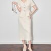 Puff sleeve top and high-end skirt two-piece set