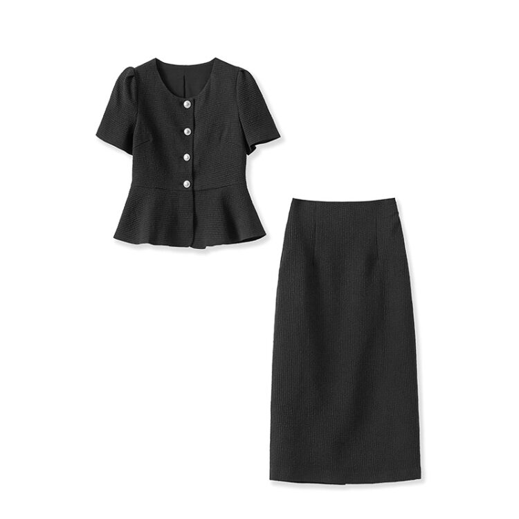 Puff sleeve top and high-end skirt two-piece set