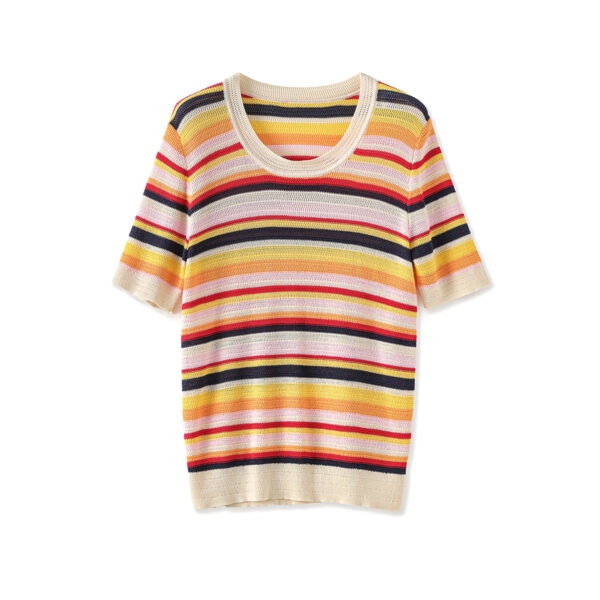 Rainbow openwork knit top 6