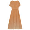 Resort Style Fake Two Piece Tudded Pleated Gradient Blue Dress 4