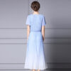 Resort Style Fake Two Piece Tudded Pleated Gradient Blue Dress 5