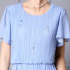 Resort Style Fake Two Piece Tudded Pleated Gradient Blue Dress 6