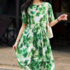 Resort style Green Silk Printed Dress 2