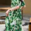 Resort style Green Silk Printed Dress 4