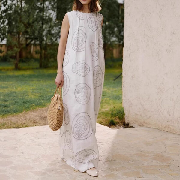 Resort style Linen Print Long Dress 2